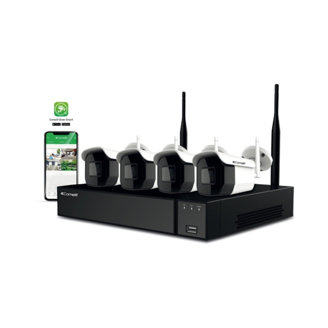Wi-Fi комплект, NVR, 4 булет IP камери 2 MP, HDD 1 TB - Comelit WIKIT004S02NB