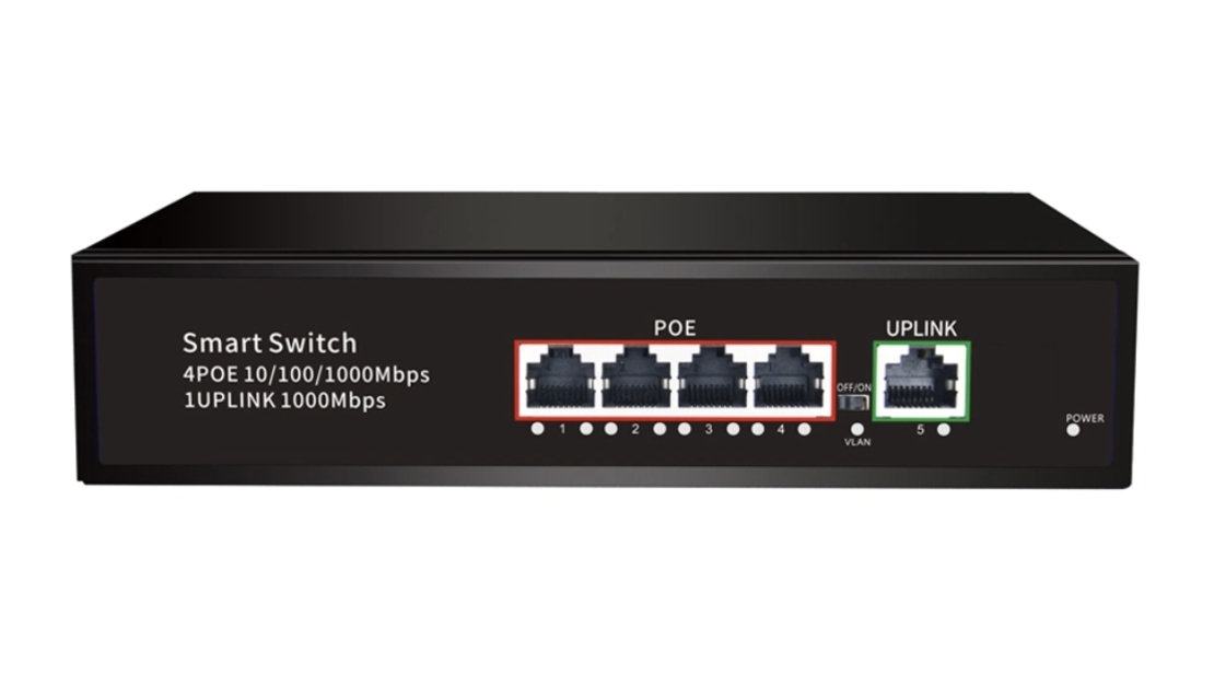 PoE Gigabit Суич 10/100/1000, 4 ports + 1 Uplink x 1000Mbit, 10Gbps IEEE802.3af/at, 65W, 250m
