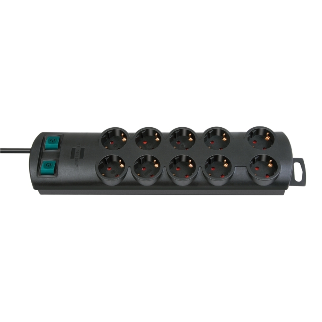 Разклонител 10x 2P+E два реда с 2 ключа ON/OFF и кабел 2m Черен - Brennenstuhl Primera-Line Power Strip BS1153300120