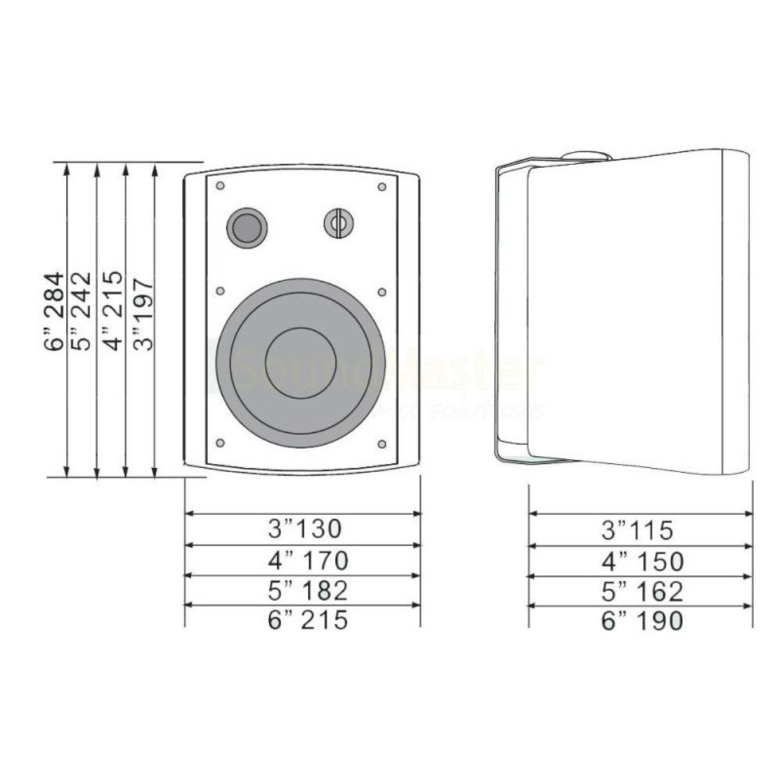 Двулентово озвучително тяло 5/10/20/40W на 100V - Euroshine WS-61S/B