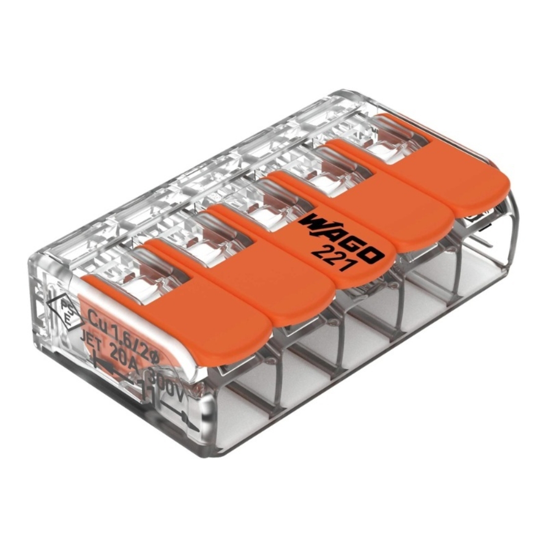Бърза връзка Compact, за всички видове проводници от 0,2 до 4 mm² - 5-ца - Wago Compact 221-415