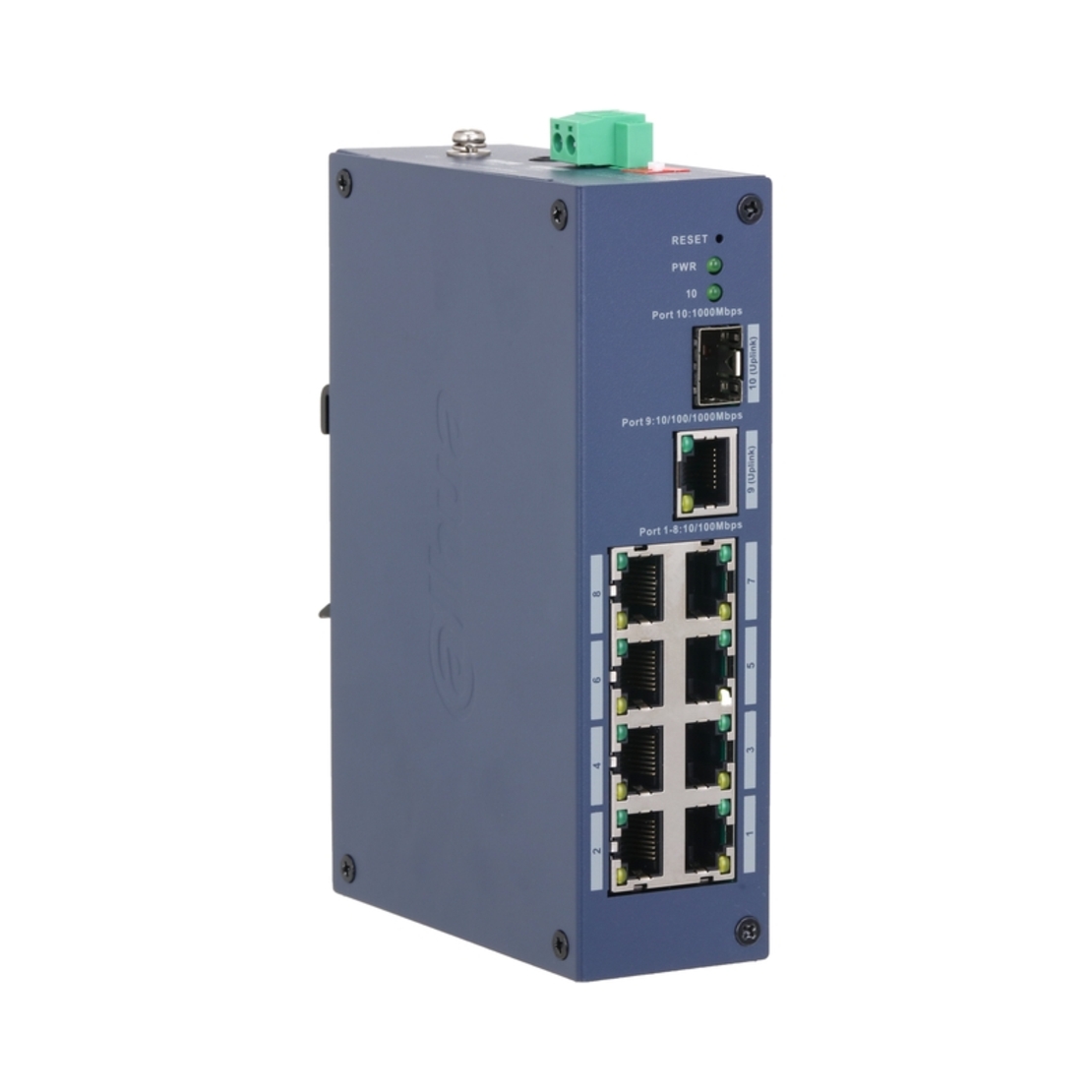 10-портов L2 индустриален мрежов комутатор, 8xFE/1xGE/1xSFP - DAHUA CHS4110-8ET