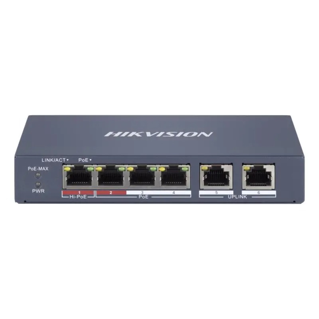 PoE Суич HikVision DS-3E1106HP-EI, 4x100 Mbps PoE RJ45+2x100 Mbps RJ45 ports