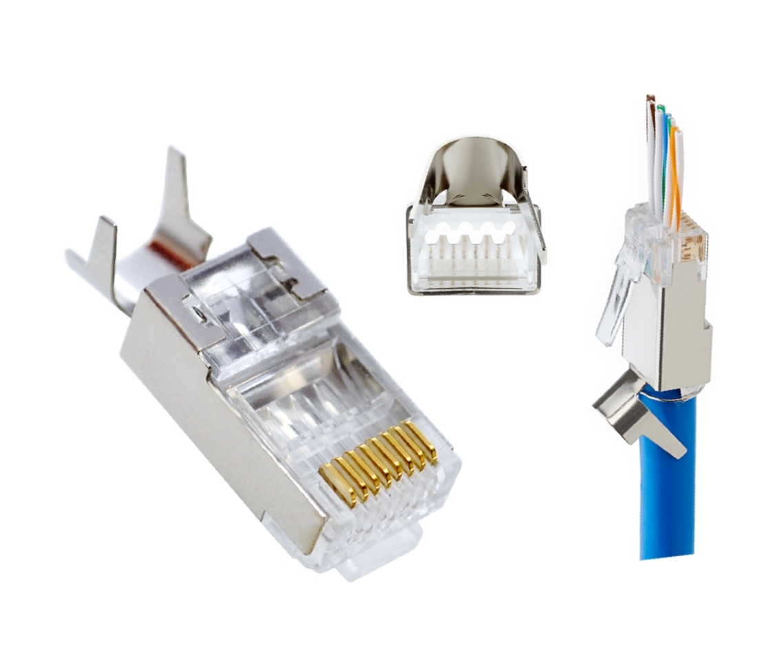Pass-through конектор RJ45 Cat6, Cat7 екраниран