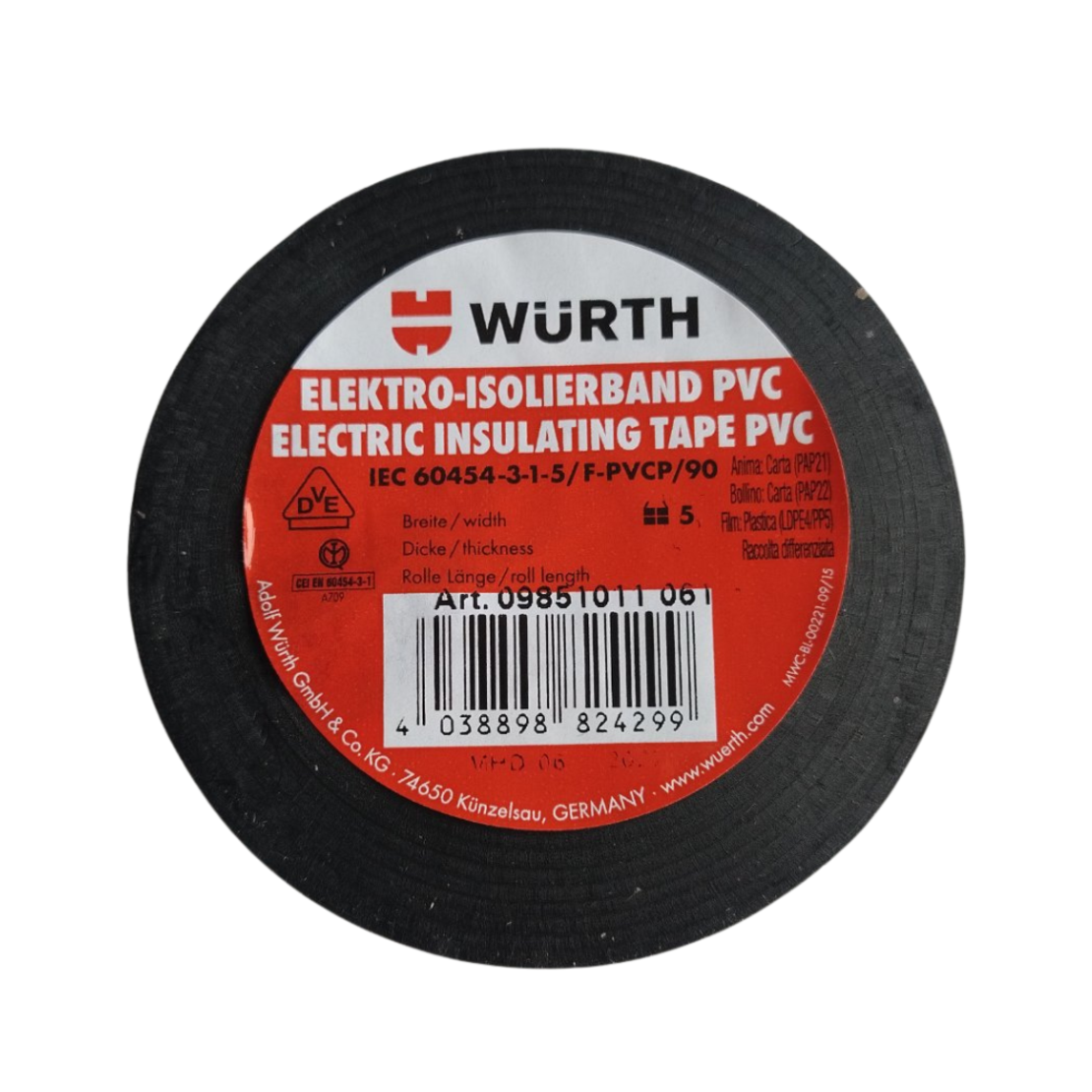 Изолационна лента Wurth 25м/30mm/0.15mm, черна