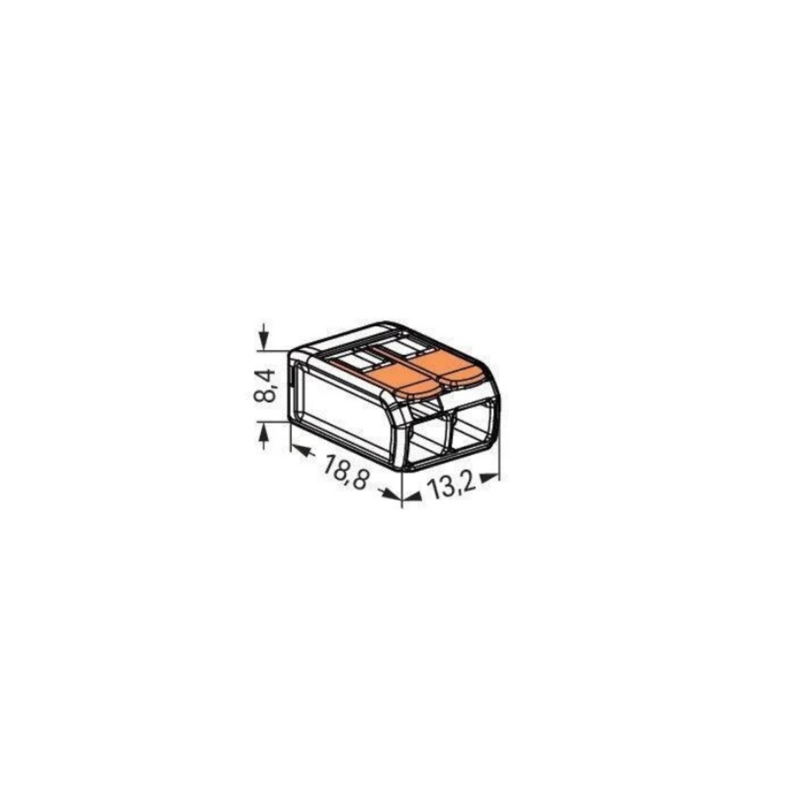 Бърза връзка Compact, за всички видове проводници от 0,2 до 4 mm² - 2-ка - Wago Compact 221-412