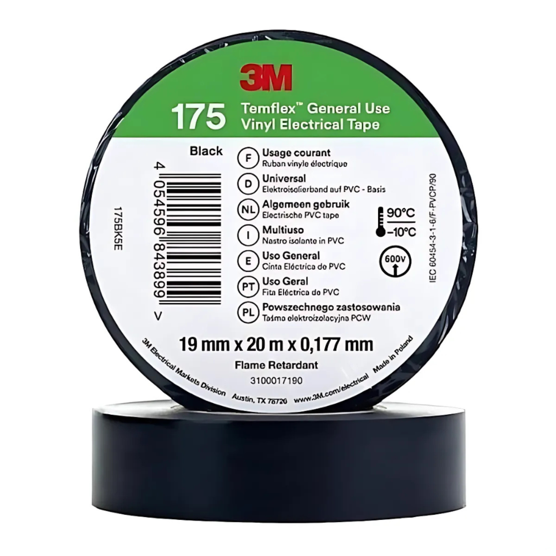 Изолационна лента 3M - 175, 20м/19мм ЧЕРНА