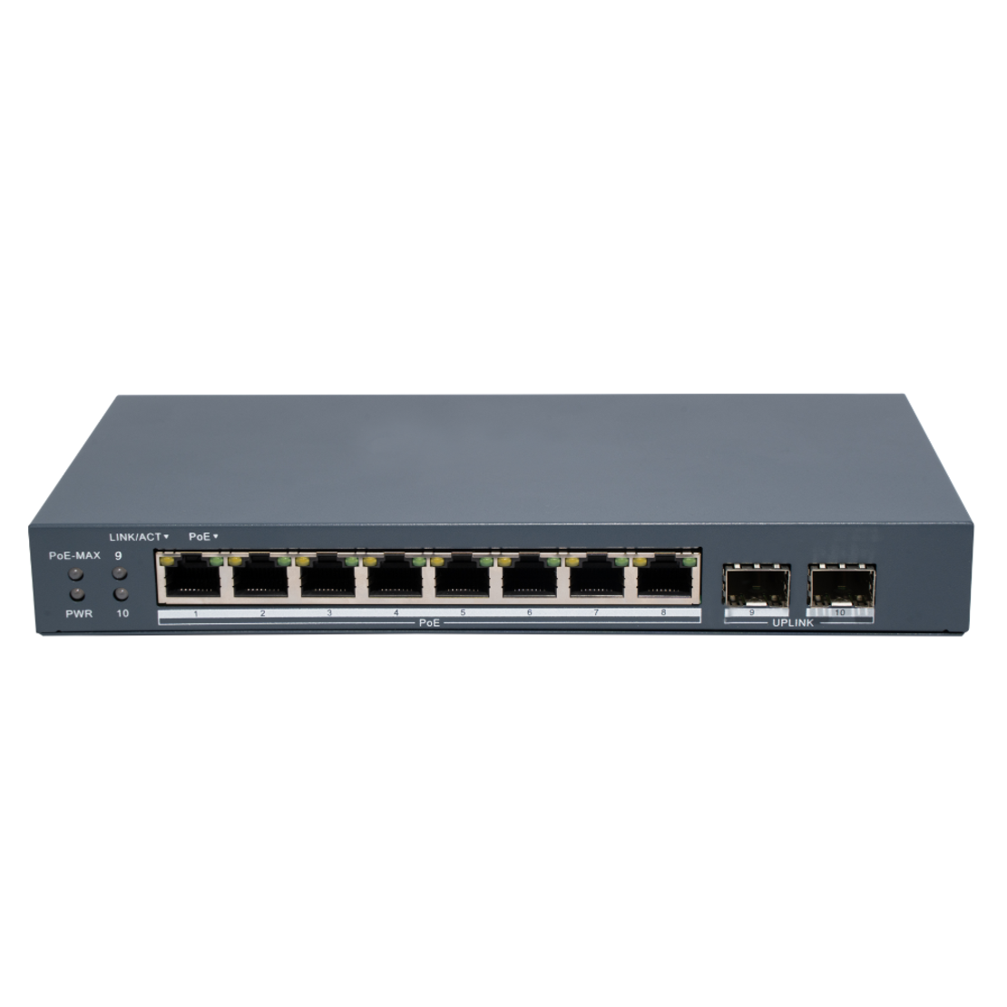 PoE Суич HikVision DS-3E1510P-EI/M-8P2F 8x Gigabit RJ45 PoE ports +2 Gigabit SFP 80W
