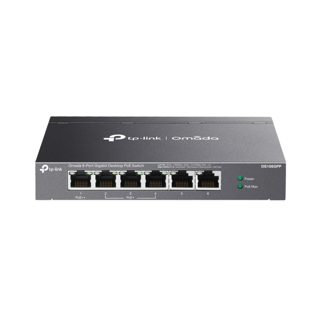 6-Port Gigabit Unmanaged Desktop Switch with 3-Port PoE+ and 1-Port PoE++ Omada by TP-Link DS106GPP
