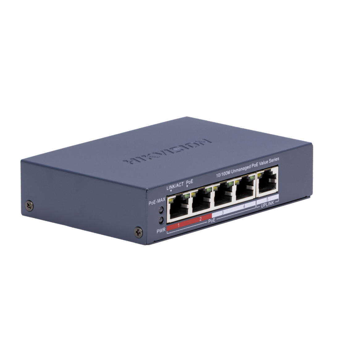 PoE Суич HikVision DS-3E0105P-E/M(C) 4+1 x 100Mb, 45W, L2, Unmanaged 802.3af/at