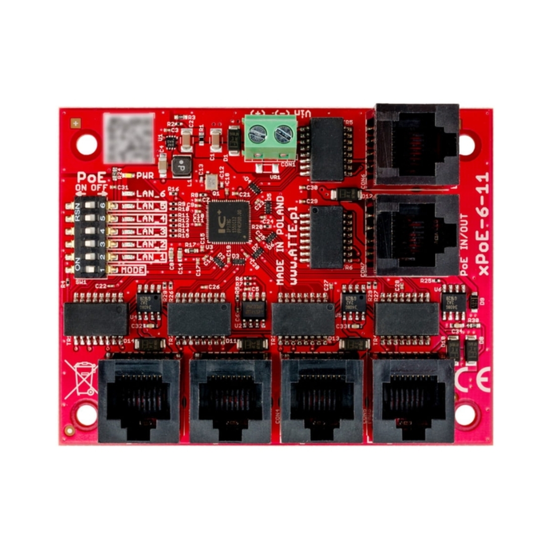 6 портов PoE суич 10/100 Mbps (5xPoE + 1xUplink) - ATTE Power xPoE-6-11-OF