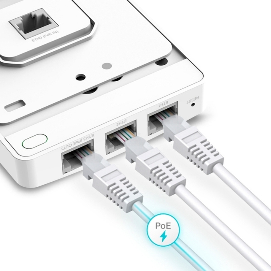 Wi-Fi 6 AX1800 точка за достъп с 4 × гигабитови порта, Cloud мениджмънт и поддръжка на PoE - Omada by TP-Link EAP615-Wall