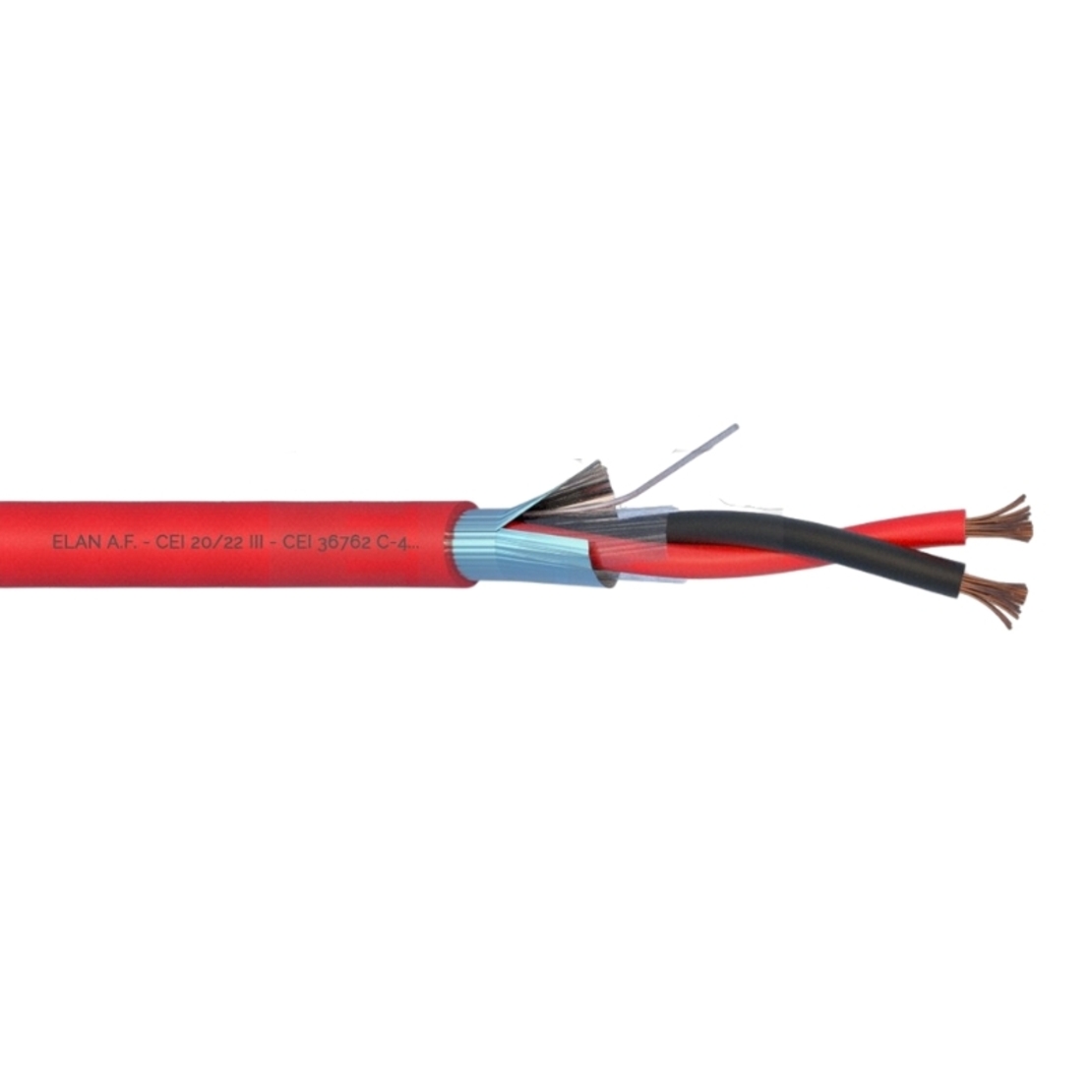 Кабел 2х2.50/S, PH120, LSZH, червен - 100 m - ELAN ELANFIRE SHIELDED E282251R