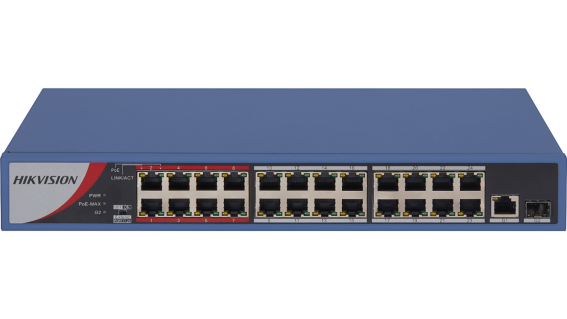 PoE СуичHikVision DS-3E0326P-E/M(B), 100Mb, 250W, 24+1p+1SFP