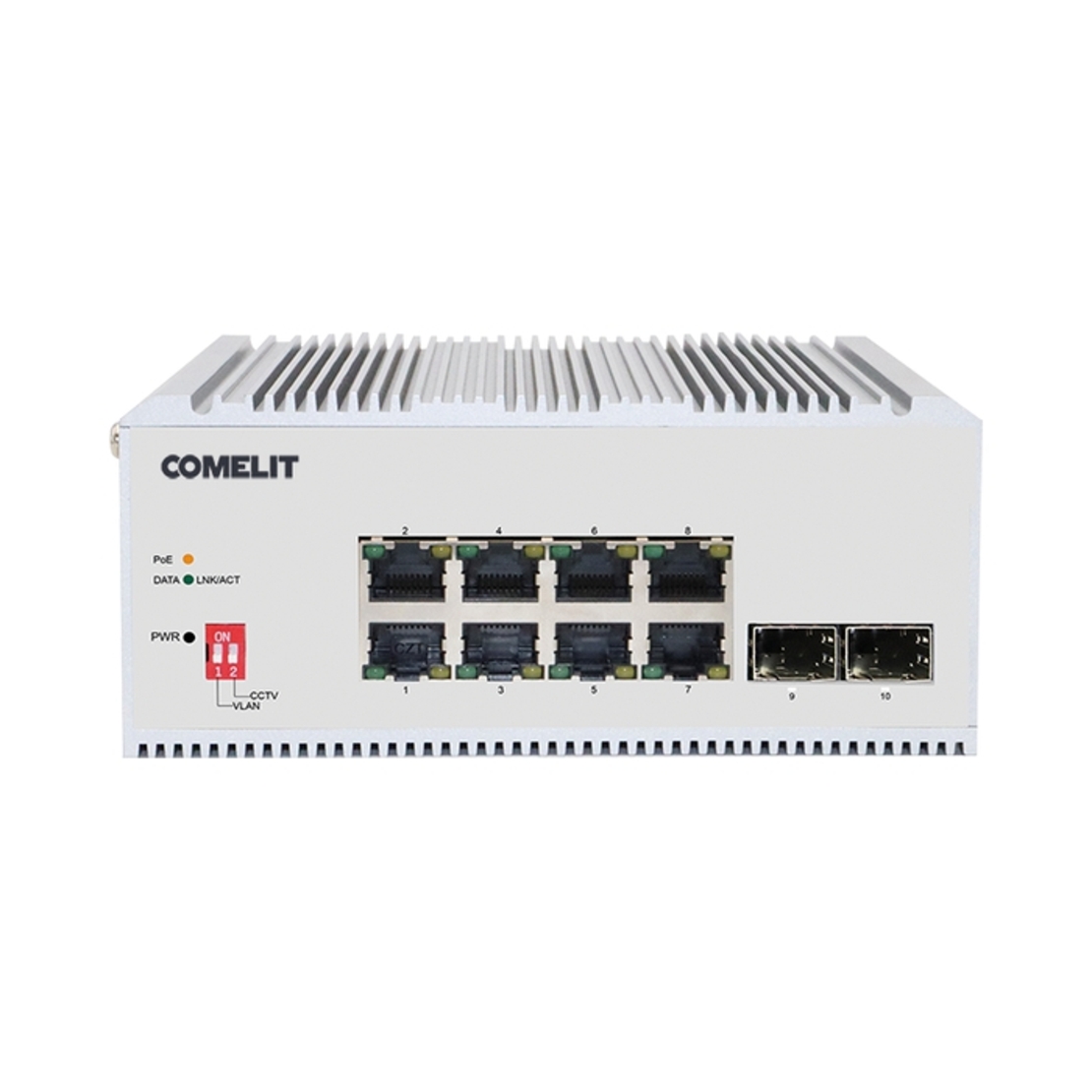 PoE мрежов суич, 8 порта + 2 SFP, гигабитов, DIN монтаж - Comelit IPSWP10N02A