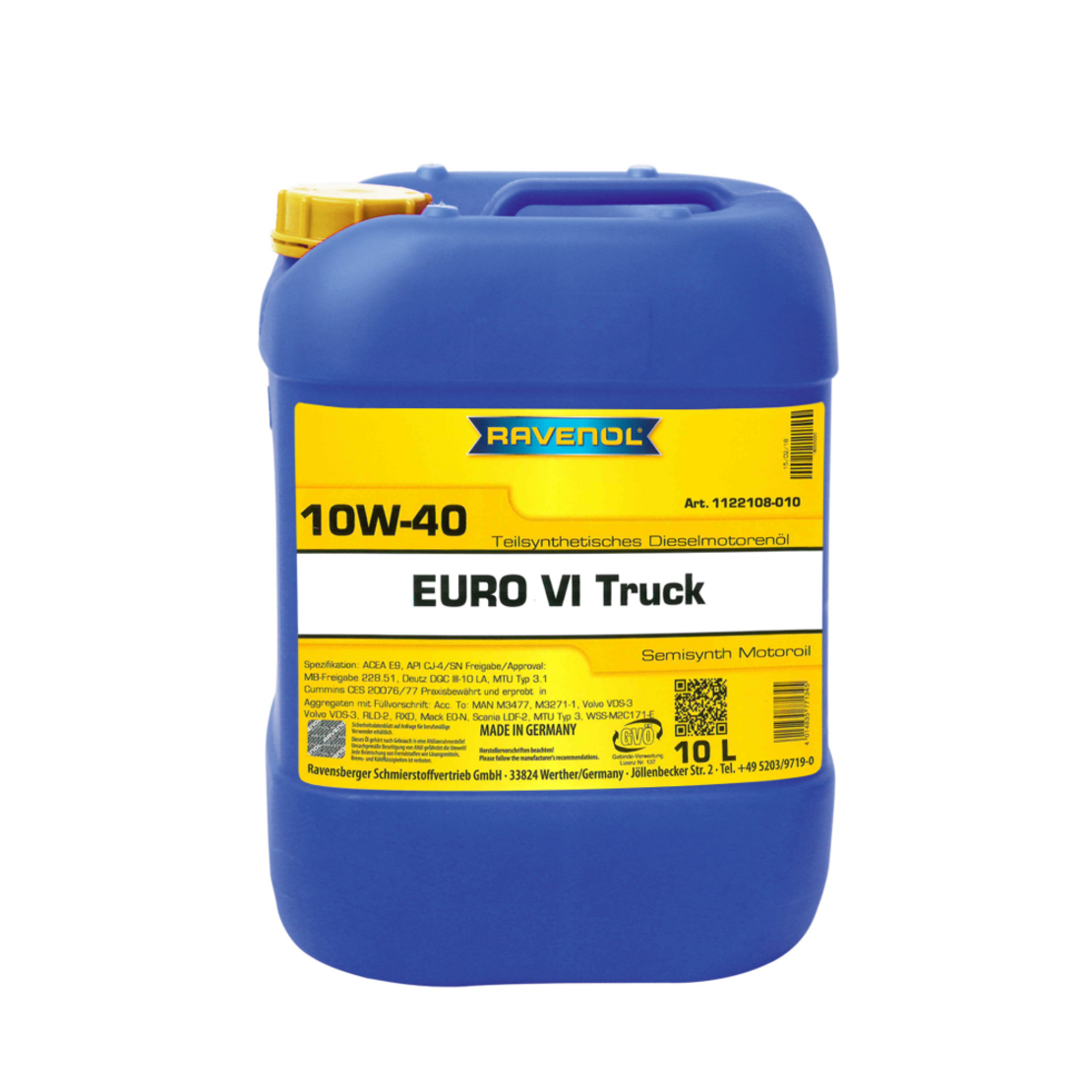 Моторно масло RAVENOL EURO VI Truck 10W-40 10л.