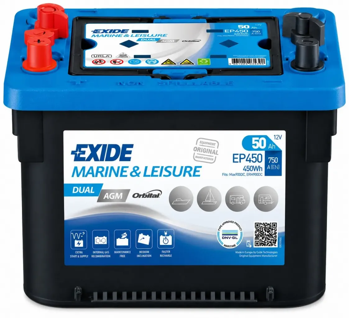 Акумулатор Exide Marine Dual AGM 12V 50Ah 750A EP450