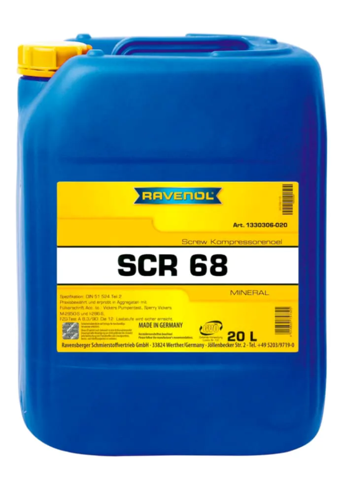 Винтово компресорно масло RAVENOL SCR 68 20л.