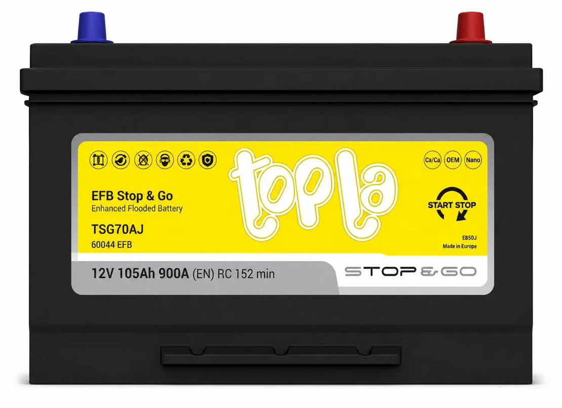 Акумулатор Topla EFB Stop&Go JIS 12V 105Ah 900A /д+/
