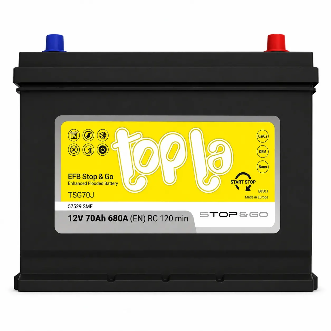 Акумулатор Topla EFB Stop&Go JIS 12V 70Ah 680A /д+/