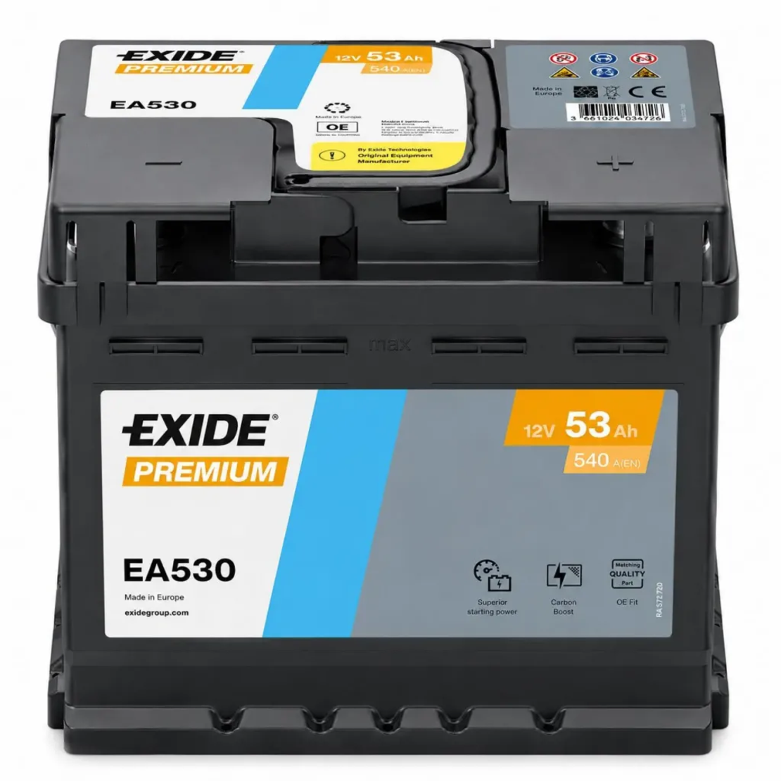 Акумулатор Exide Premium 12V 53Ah 540A EA530