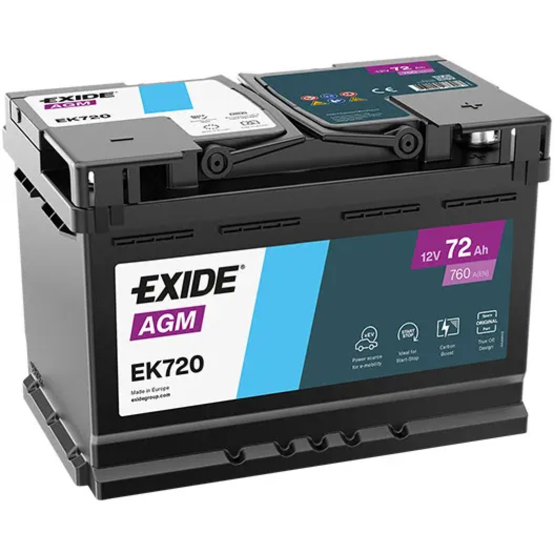 Акумулатор Exide Start-Stop AGM 12V 72Ah 760A EK720