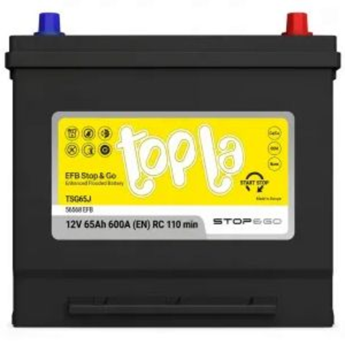 Акумулатор Topla EFB Stop&Go JIS 12V 65Ah 600A /д+/