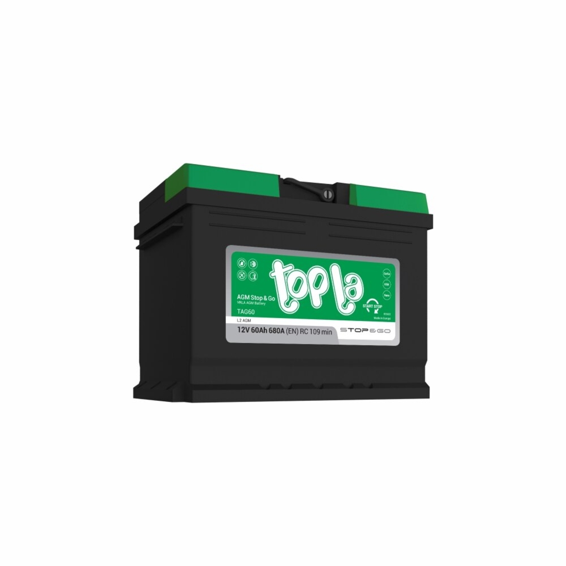 Акумулатор Topla AGM Stop&Go 12V 60Ah 680A