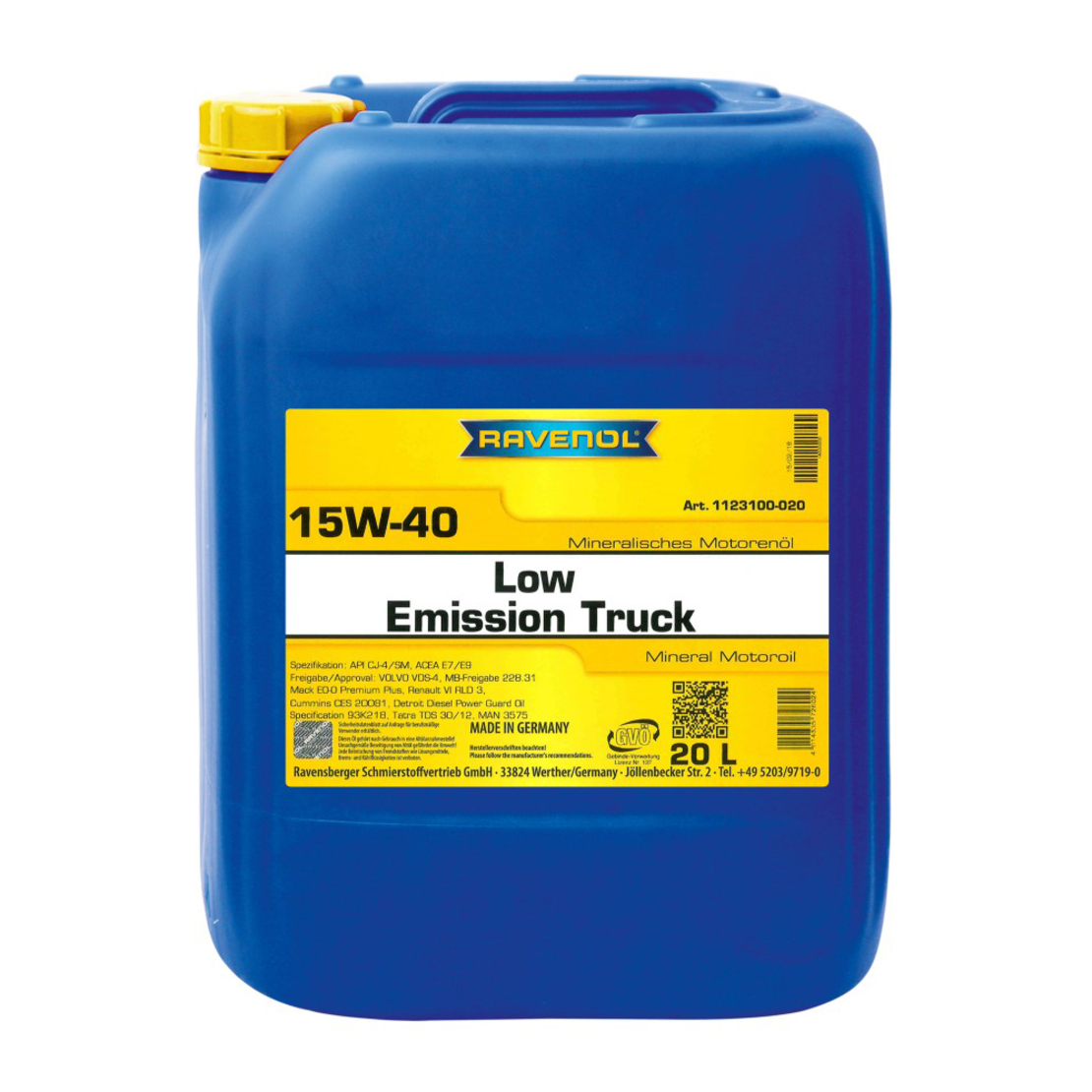 Моторно масло RAVENOL Low Emission Truck 15W-40 20л.