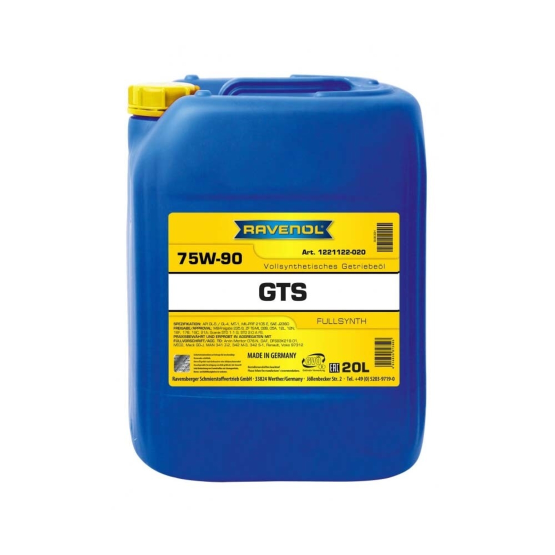Трансмисионно масло RAVENOL Gear Super Synth GSS SAE 75W-90 20л.