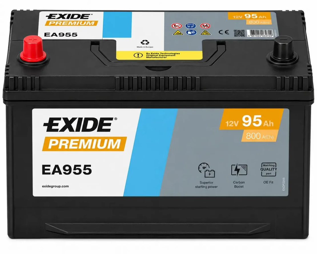 Акумулатор Exide Premium JIS 12V 95Ah 800A EA955 /л+/