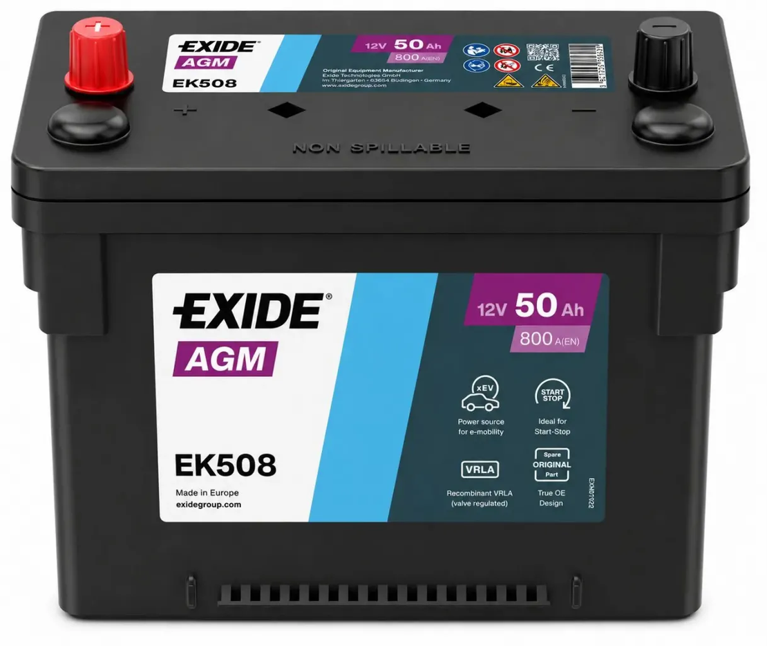 Акумулатор Exide Start-Stop AGM 12V 50Ah 800A EK508 /л+/