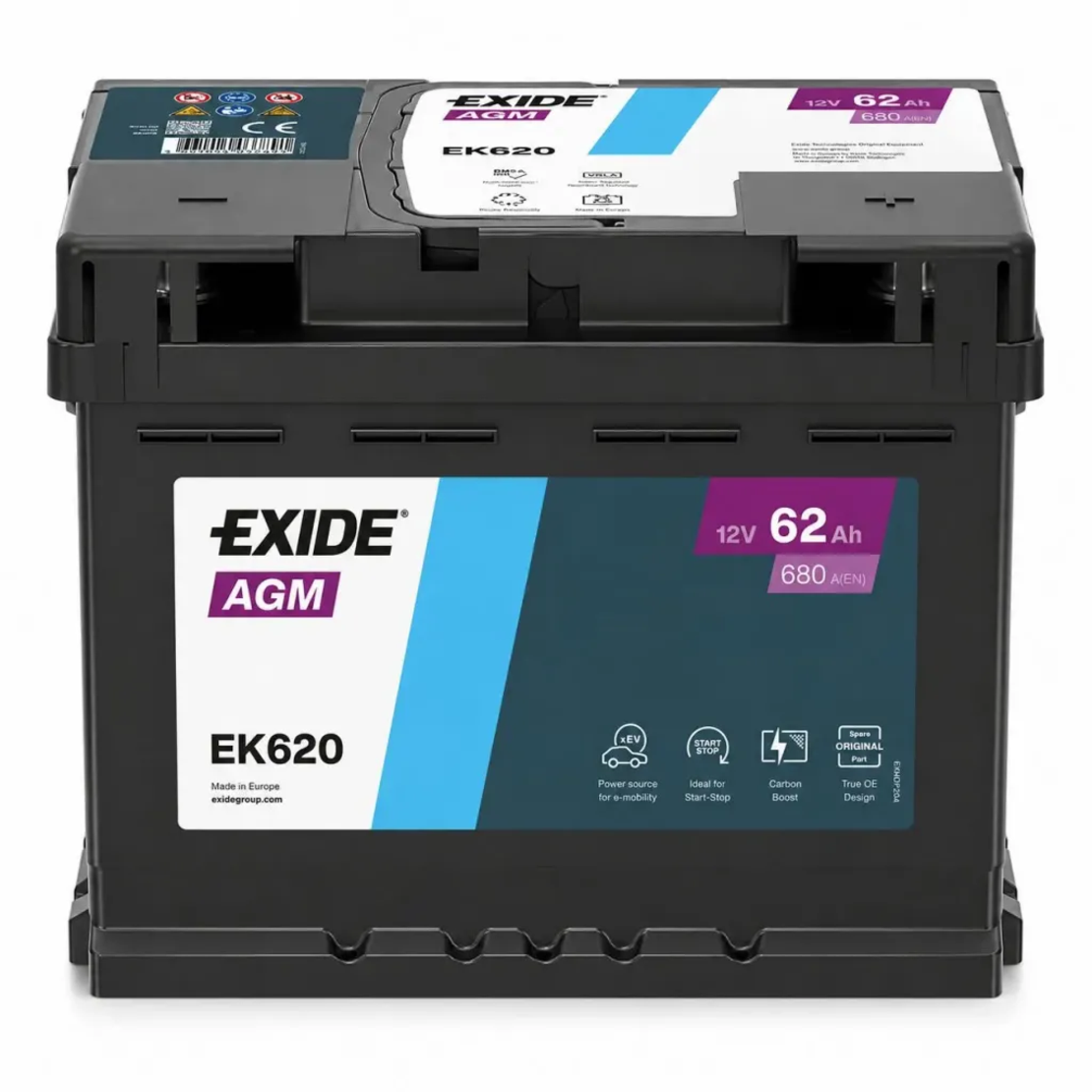 Акумулатор Exide Start-Stop AGM 12V 62Ah EK620