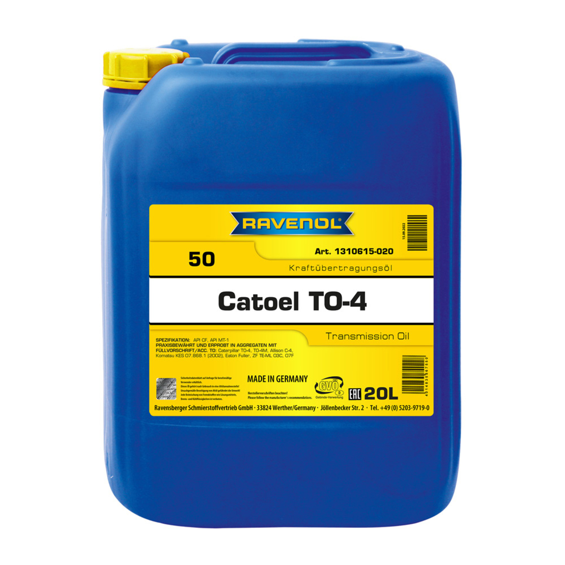 Трансмисионно масло RAVENOL Catoel TO-4 SAE 50 20л.