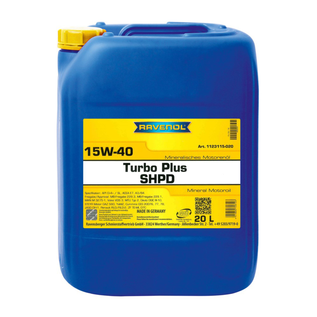 Моторно масло RAVENOL Turbo plus SHPD 15W-40 20л.