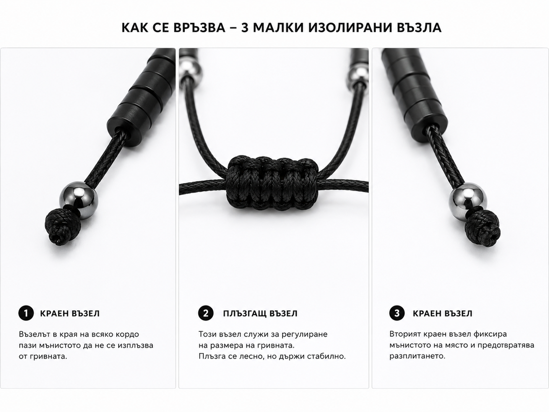 Мъжка гривна от хематит и стоманени елементи