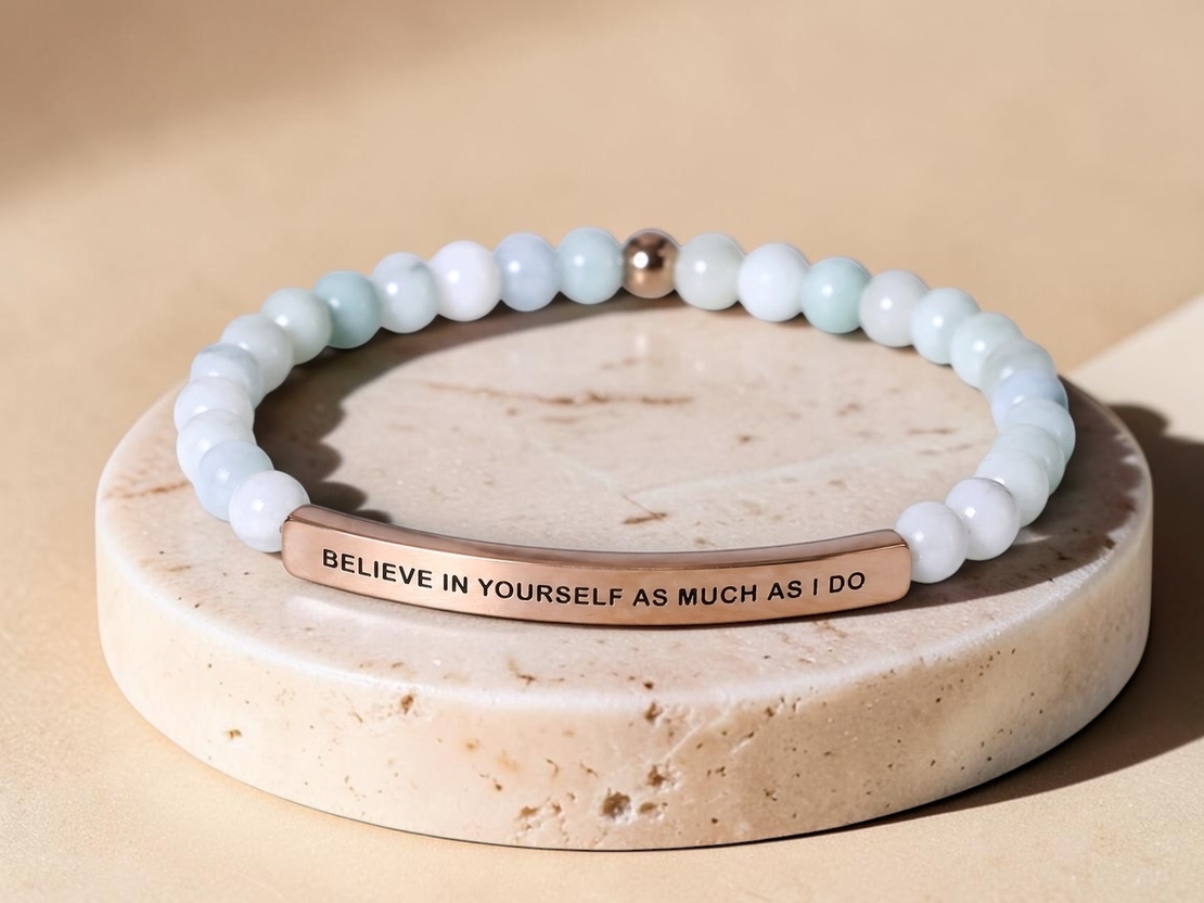 Гривна от Амазонит „Believe In Yourself As Much As I Do“