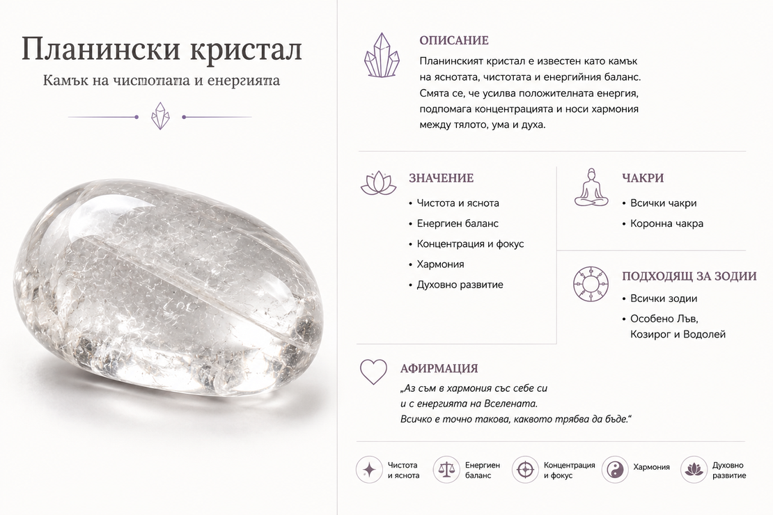 Планински кристал – Камък на чистотата и енергията