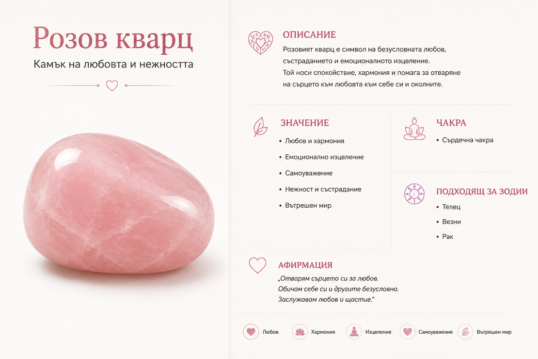 Розов кварц – Камък на любовта и нежността
