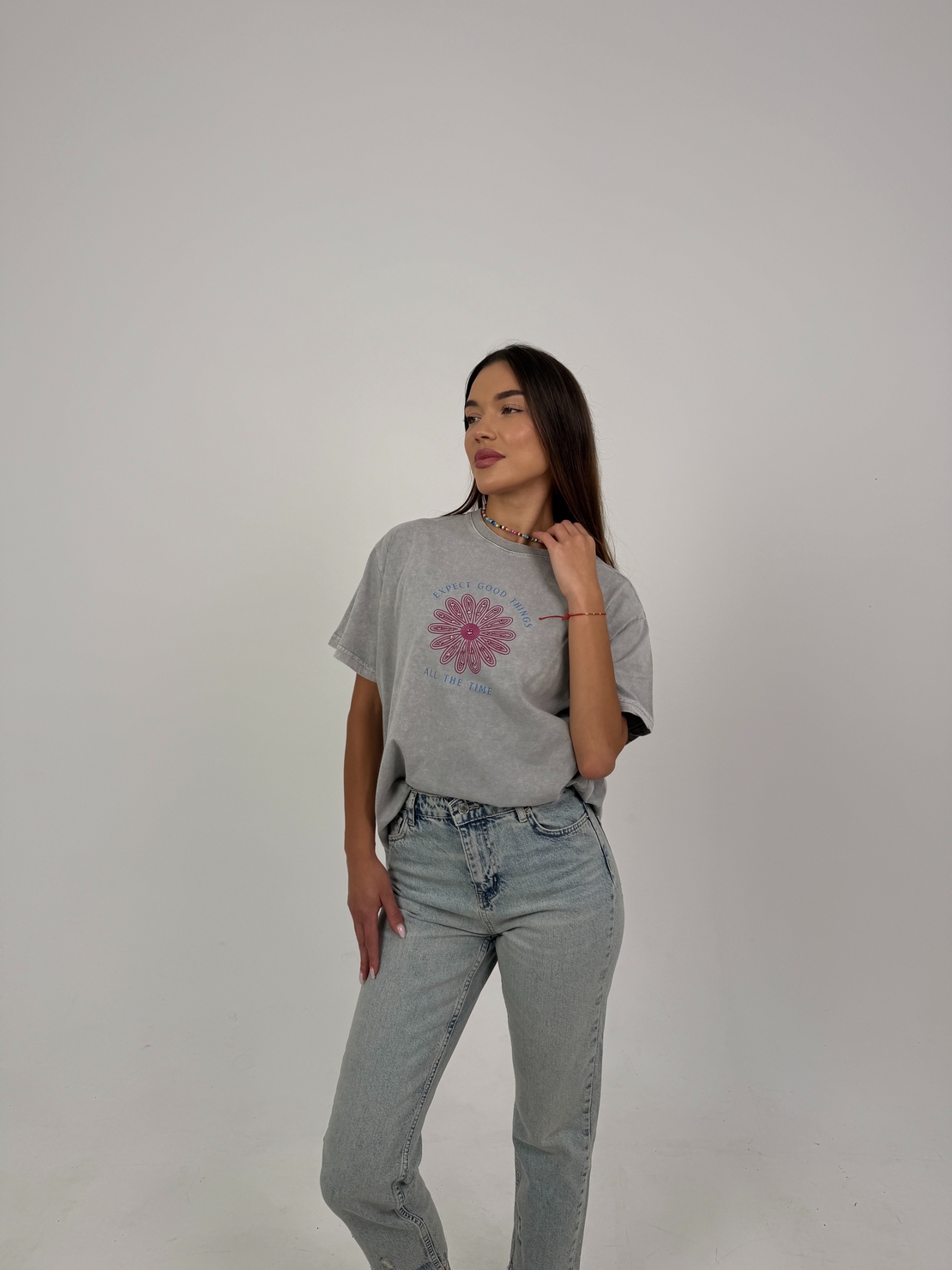Oversize тениска в сив цвят