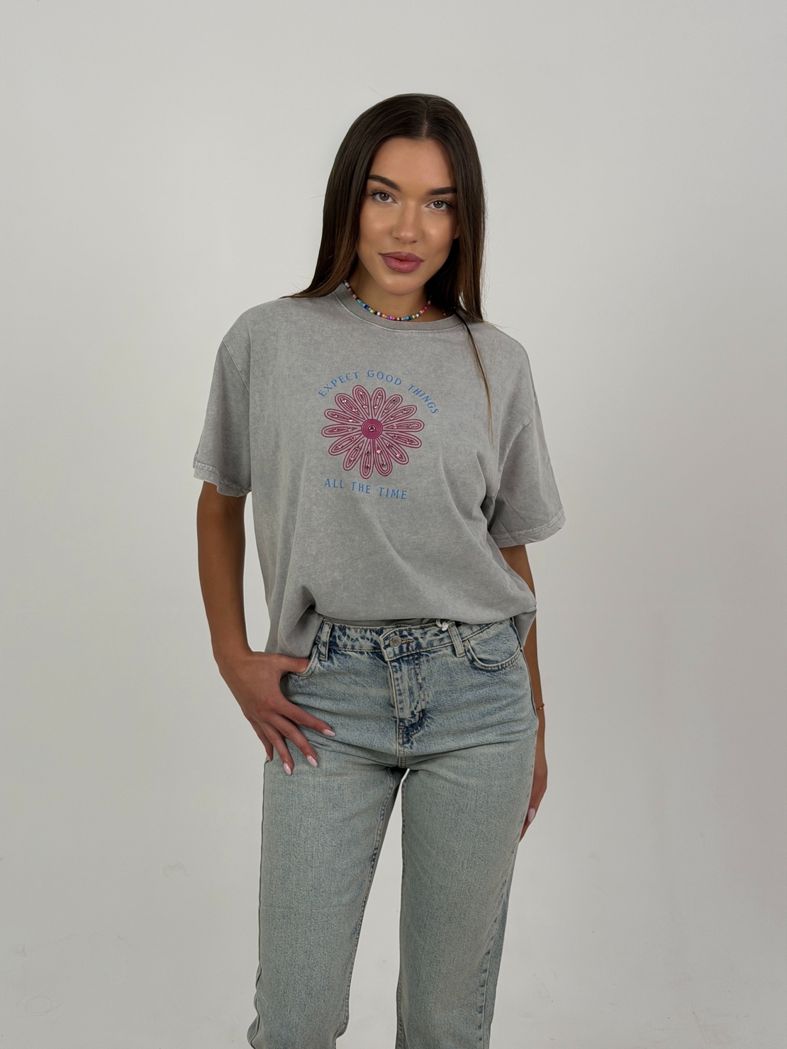 Oversize тениска в сив цвят