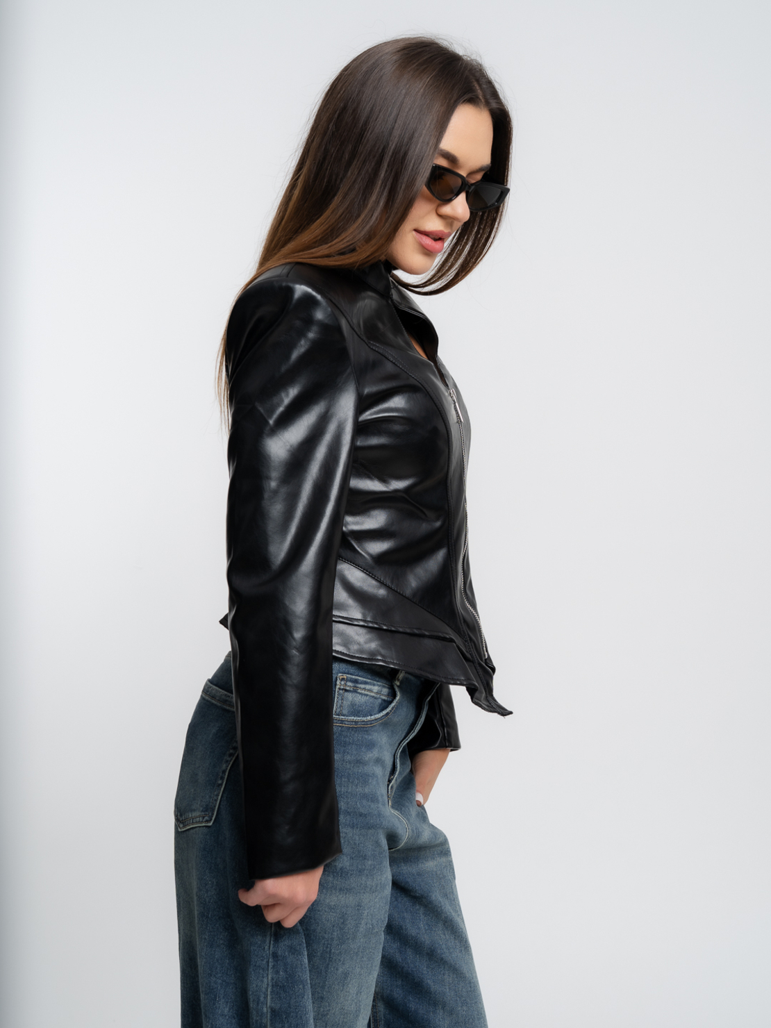 Яке 'Leather Corset' в черен цвят