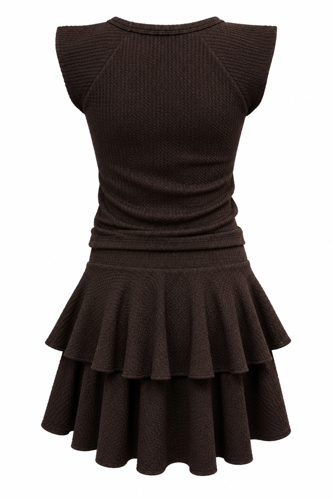 Elegant Two-Piece Textured Set with Layered Skirt/2450/