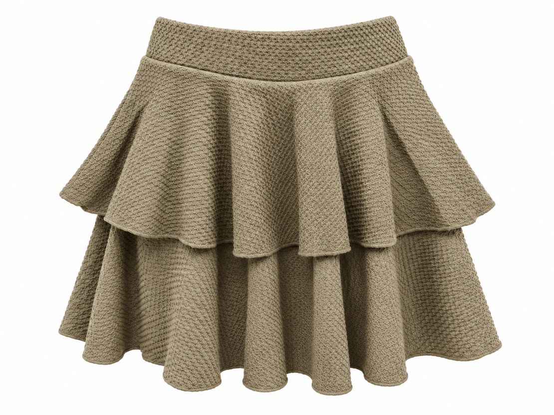 Elegant Two-Piece Women’s Set with Flared Skirt /2450/Beige
