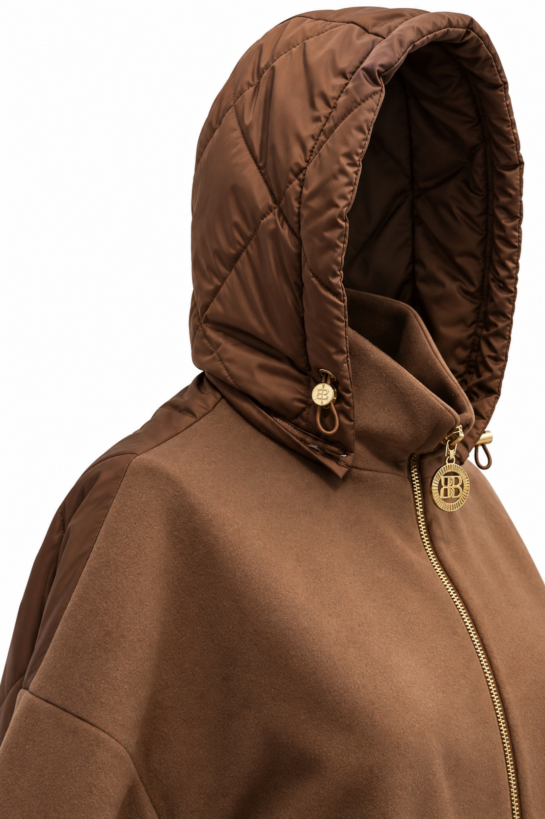 Brown Hooded Jacket with Quilted Pockets/25101/