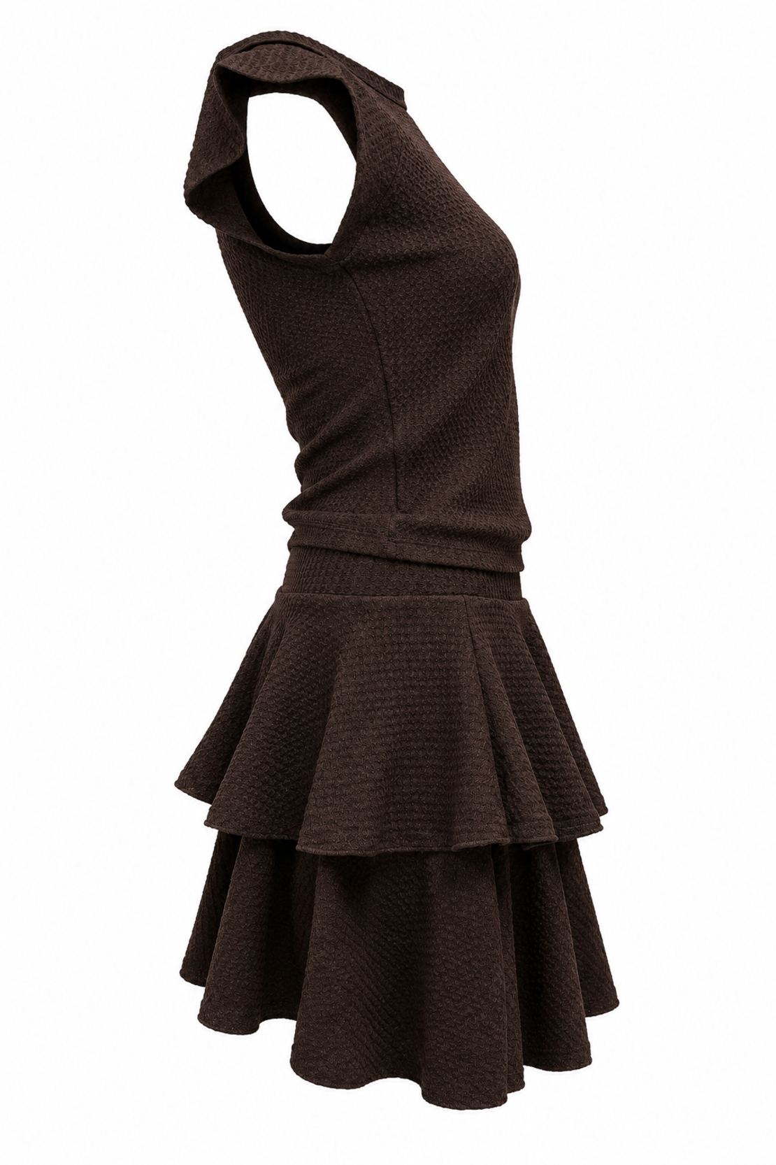 Elegant Two-Piece Textured Set with Layered Skirt/2450/