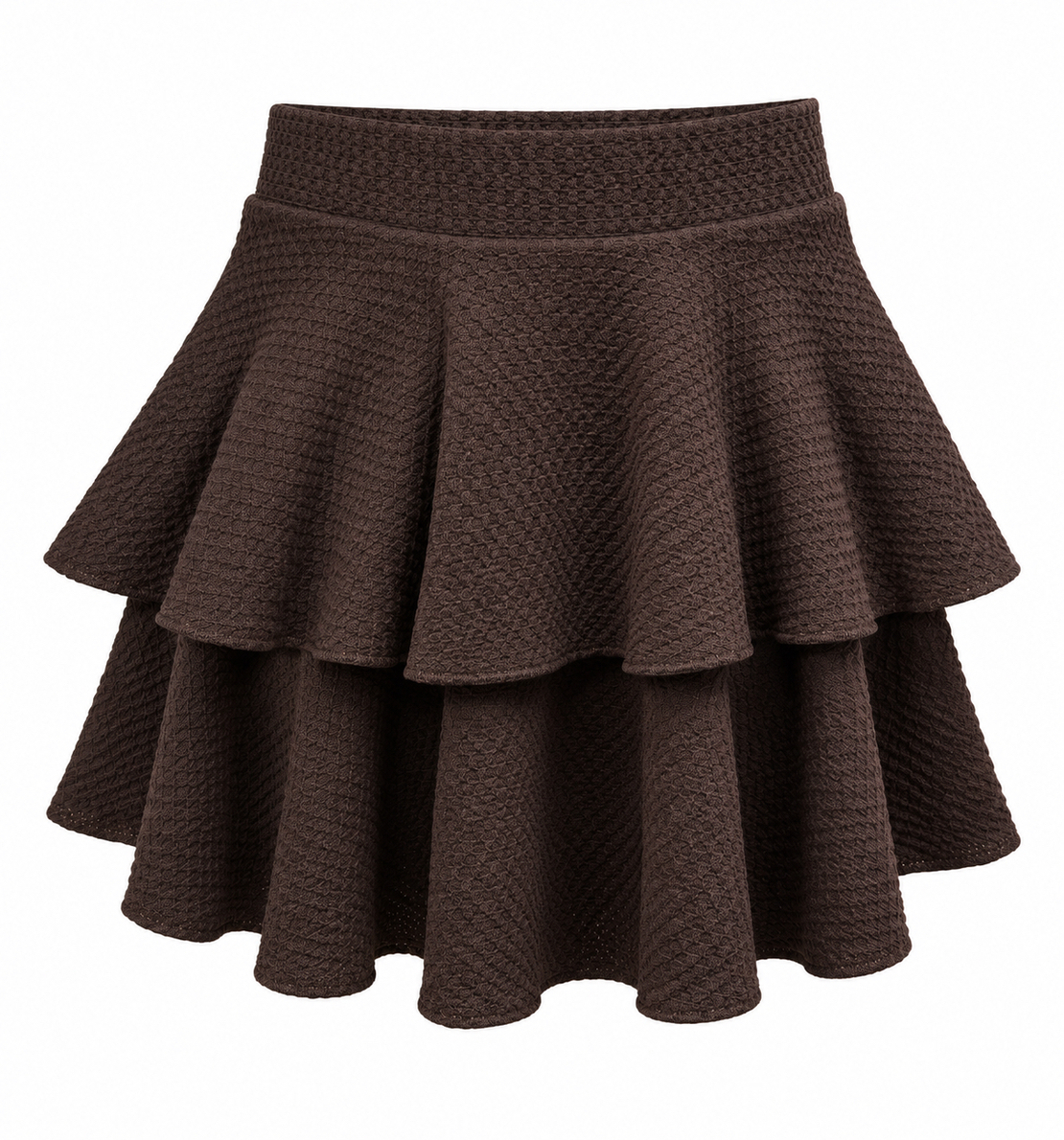 Elegant Two-Piece Textured Set with Layered Skirt/2450/