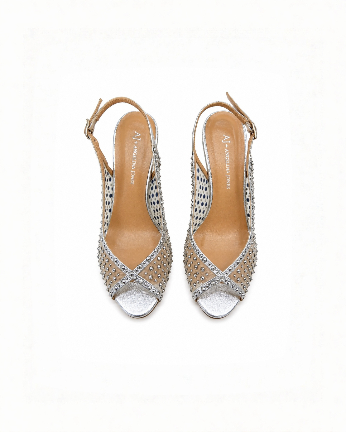 Women's elegant sandals /natural leather + textile /217-09/silver