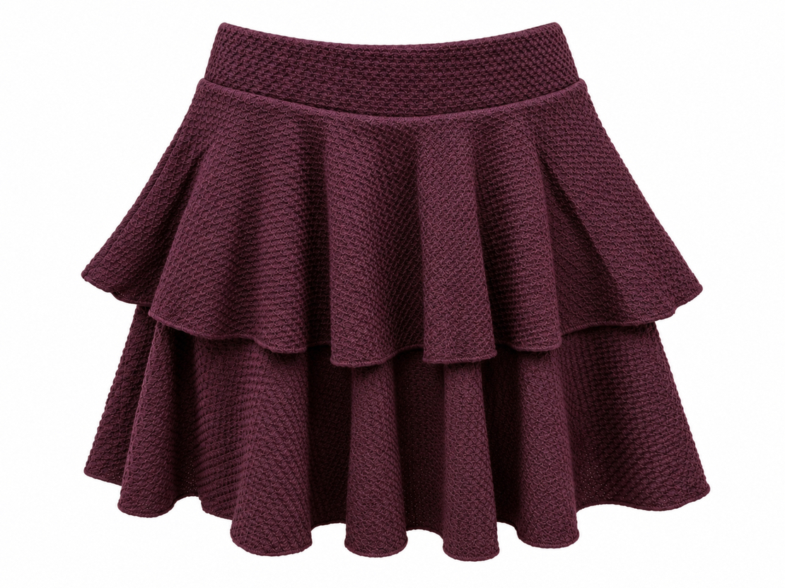 Elegant Two-Piece Set with Layered Flared Skirt/2450/