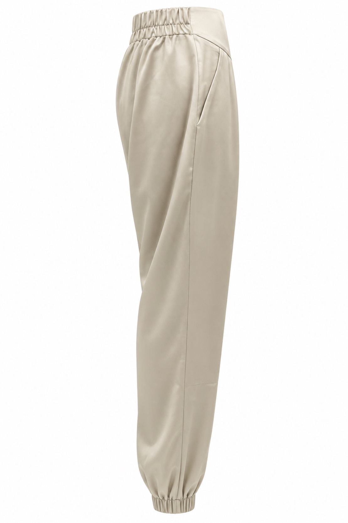 Satin Sporty-Elegant Two-Piece Set in Ecru/2183/